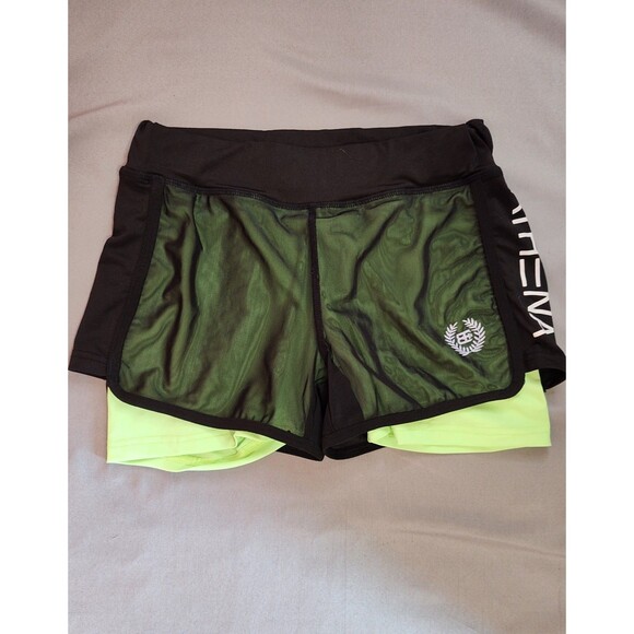 Women's Athena Athletic Shorts Black Neon Green XS/S - Picture 1 of 3